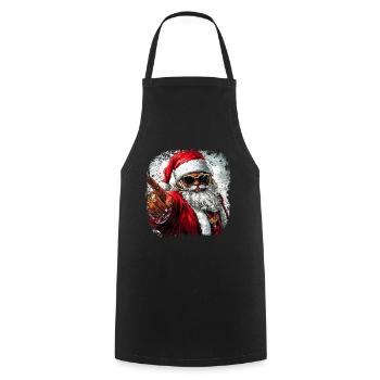 Rapper Weihnachtsmann - Kochschürze - Schwarz - Vorne - AI Model Male 185 dark (185cm)