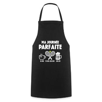 Ma Journée Parfaite Tennis Humour Cadeau - Tablier de cuisine - noir - Devant - AI Model Male 185 dark (185cm)