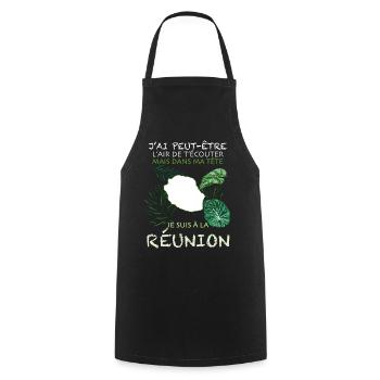 La Réunion Réunionnais Réunionnaise - Tablier de cuisine - noir - Devant - AI Model Male 185 dark (185cm)