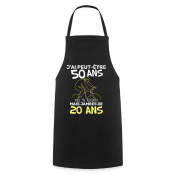 Anniversaire 50 ans homme cycliste Fan de vélo - Tablier de cuisine - noir - Devant - AI Model Male 185 dark (185cm)