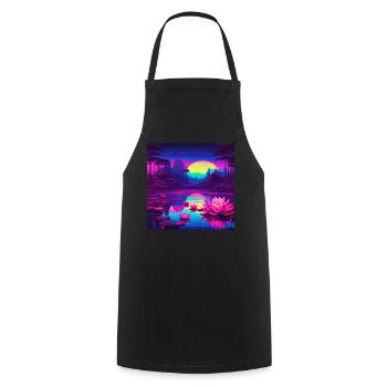 Water lilies on the lake - Cooking Apron - black - Front - AI Model Male 185 dark (185cm)