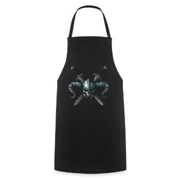 Warrior Skull 2 swords - Cooking Apron - black - Front - AI Model Male 185 dark (185cm)