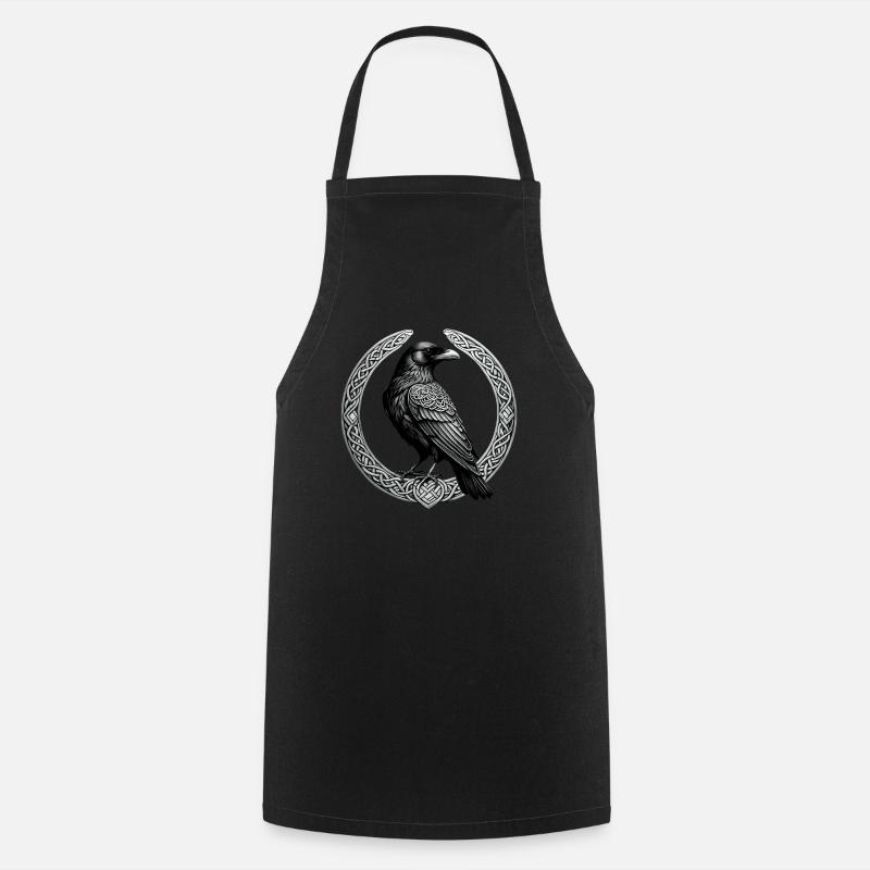 Corbeau avec nœud celtique 01 - Tablier de cuisine - noir