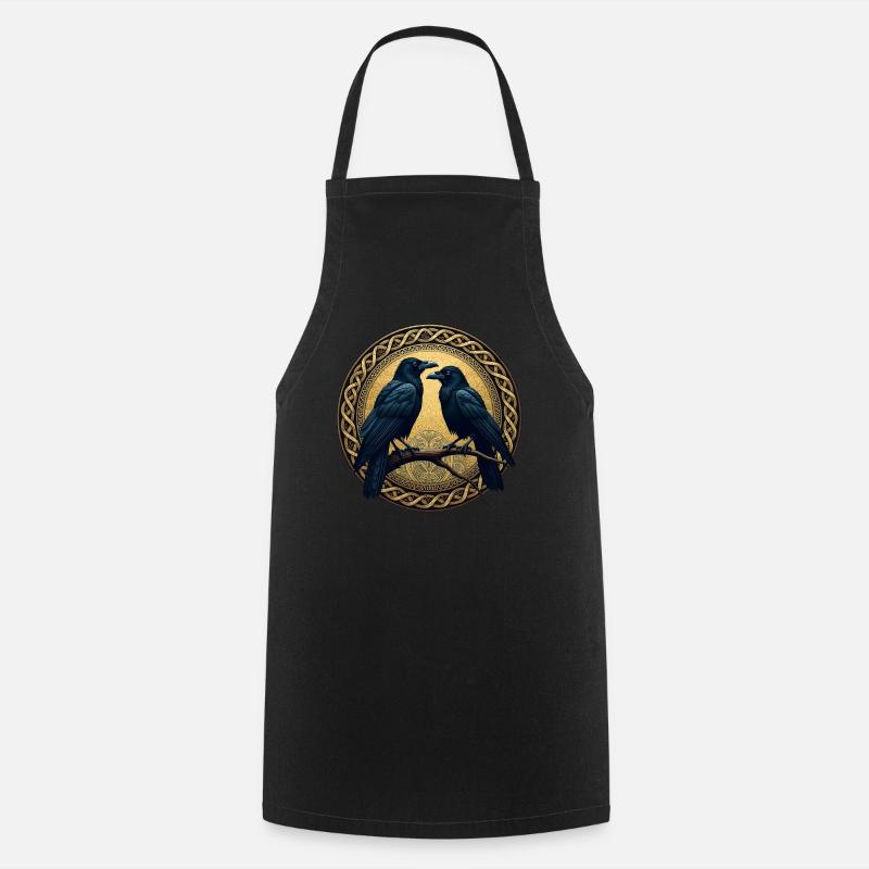 Two ravens with Celtic knots - Cooking Apron - black