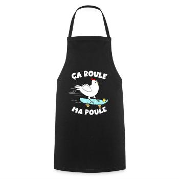Poule Et Planche A Roulettes Humour Jardin Poules - Tablier de cuisine - noir - Devant - AI Model Male 185 dark (185cm)