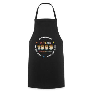 55 Years Old Made In 1969 Vintage February 1969 - Cooking Apron - black - Front - AI Model Male 185 dark (185cm)