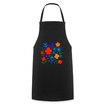 Pixel Flowers – Esthétique florale rétro - Tablier de cuisine - noir - Devant - AI Model Male 185 dark (185cm)
