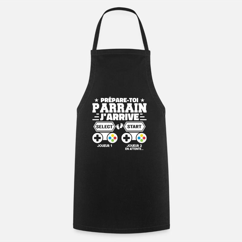 Prépare Toi Parrain J'arrive - Annonce Grossesse - Tablier de cuisine - noir