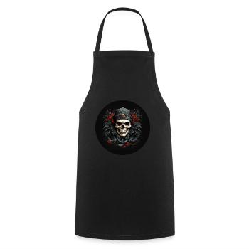 Crâne décoratif avec serpents - Tablier de cuisine - noir - Devant - AI Model Male 185 dark (185cm)