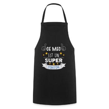 t-shirt super tonton Idée cadeau oncle - Tablier de cuisine - noir - Devant - AI Model Male 185 dark (185cm)