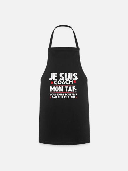 Je suis coach, Humour cadeau sportif coach - Tablier de cuisine - noir