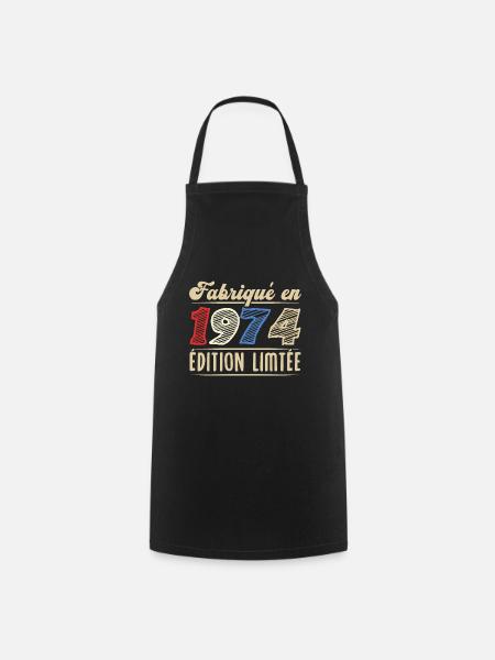 Fabriqué en 1974, Vintage cadeau d'anniversaire - Tablier de cuisine - noir