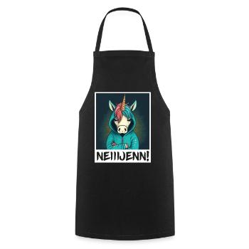 Nein! Einhorn Morgenmuffel Sarkasmus Kollege - Kochschürze - Schwarz - Vorne - AI Model Male 185 dark (185cm)