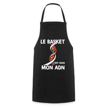 Le Basket mon ADN Cadeau HUmour Basketteur - Tablier de cuisine - noir - Devant - AI Model Male 185 dark (185cm)