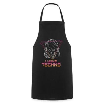 I Love Techno - Kochschürze - Schwarz - Vorne - AI Model Male 185 dark (185cm)