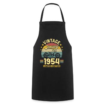 Biker 70 Years 1954 January 70 Years Anniversary - Cooking Apron - black - Front - AI Model Male 185 dark (185cm)
