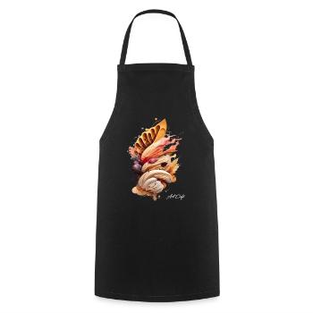 Watercolor Surreal Cafeteria - Cooking Apron - black - Front - AI Model Male 185 dark (185cm)