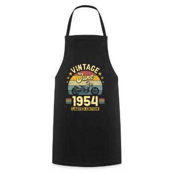 Biker 70 Years Old 1954 June 70 Years Anniversary - Cooking Apron - black - Front - AI Model Male 185 dark (185cm)