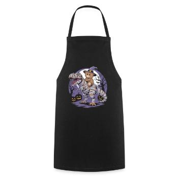 Teddy bear riding a dinosaur on Halloween - Cooking Apron - black - Front - AI Model Male 185 dark (185cm)