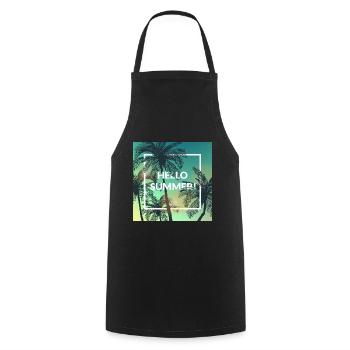 Bonjour l’été! Décoration intérieure, art mural, chemises, tasses - Tablier de cuisine - noir - Devant - AI Model Male 185 dark (185cm)