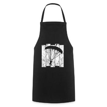 Parachute parachutiste - Tablier de cuisine - noir - Devant - AI Model Male 185 dark (185cm)