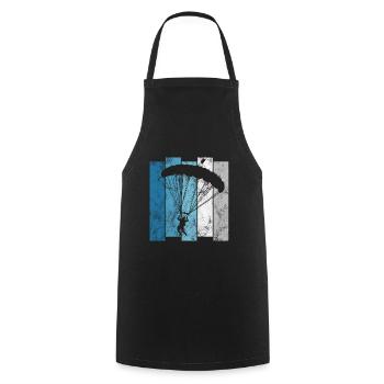 Parachute parachutiste - Tablier de cuisine - noir - Devant - AI Model Male 185 dark (185cm)