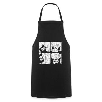 Chat Chat Miau Chat Rétro Chat Chat - Tablier de cuisine - noir - Devant - AI Model Male 185 dark (185cm)