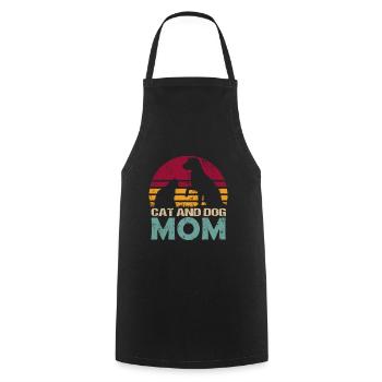Chat && Chien Maman Maman Vintage - Tablier de cuisine - noir - Devant - AI Model Male 185 dark (185cm)