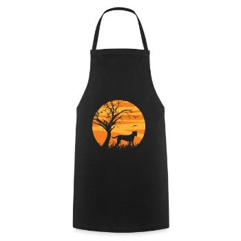 Bardino Majorero Canario Sonne Silhouette - Kochschürze - Schwarz - Vorne - AI Model Male 185 dark (185cm)