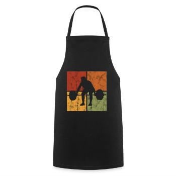 Bodybuilding Bodybuilder GYM Fitnessstudio Retro - Cooking Apron - black - Front - AI Model Male 185 dark (185cm)