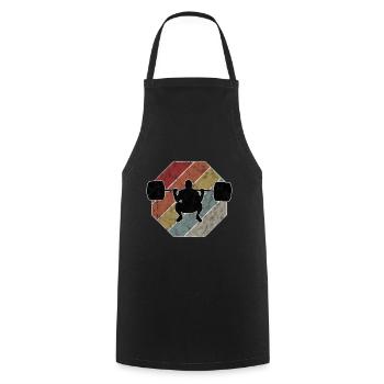 Bodybuilding Bodybuilder GYM Fitnessstudio Retro - Cooking Apron - black - Front - AI Model Male 185 dark (185cm)