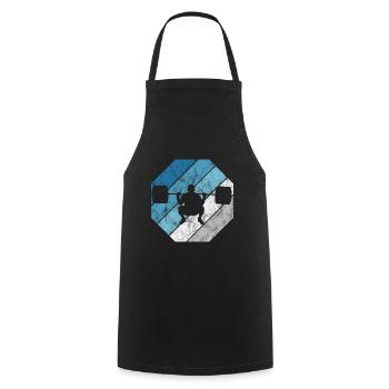 Bodybuilding Bodybuilder GYM Fitnessstudio Retro - Cooking Apron - black - Front - AI Model Male 185 dark (185cm)