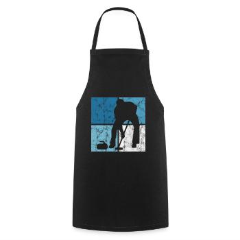 Curling sur glace Curling Retro Cadeau - Tablier de cuisine - noir - Devant - AI Model Male 185 dark (185cm)