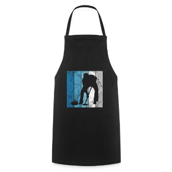 Curling sur glace Curling Retro Cadeau - Tablier de cuisine - noir - Devant - AI Model Male 185 dark (185cm)