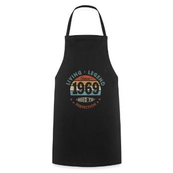 legend since 1969 Born in 1969 birthday 52 years - Cooking Apron - black - Front - AI Model Male 185 dark (185cm)