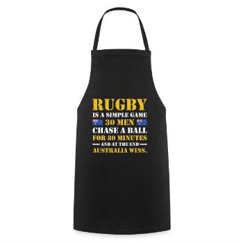 Rugby Is A Simple Game Australia Rugby - Cooking Apron - black - Front - AI Model Male 185 dark (185cm)
