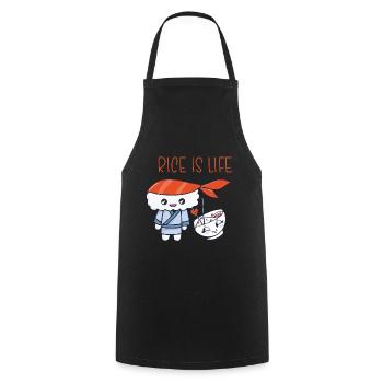 Kawaii Japanese Food Salmon Salmon Sushi Roll - Cooking Apron - black - Front - AI Model Male 185 dark (185cm)