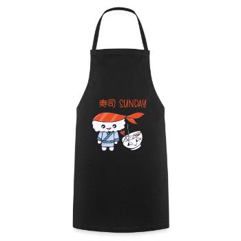 Kawaii Japanese Food Salmon Salmon Sushi Roll - Tablier de cuisine - noir - Devant - AI Model Male 185 dark (185cm)