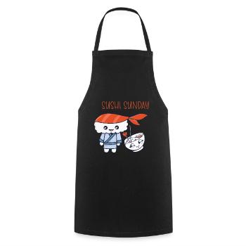 Kawaii Japanese Food Salmon Salmon Sushi Roll - Tablier de cuisine - noir - Devant - AI Model Male 185 dark (185cm)