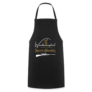 Chasseur t-shirt-Waidmannsheil chasse est la protection de la nature - Tablier de cuisine - noir - Devant - AI Model Male 185 dark (185cm)