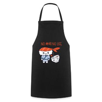 Kawaii Japanese Food Salmon Salmon Sushi Roll - Cooking Apron - black - Front - AI Model Male 185 dark (185cm)