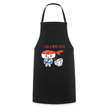 Kawaii Japanese Food Salmon Salmon Sushi Roll - Tablier de cuisine - noir - Devant - AI Model Male 185 dark (185cm)