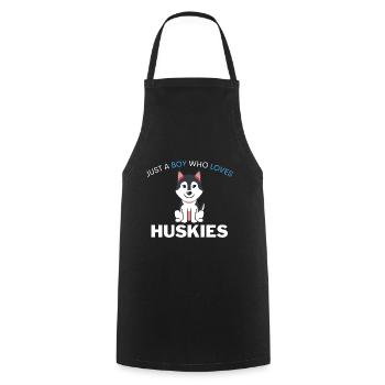 Kawaii Dog Pet Boy Gift Husky - Cooking Apron - black - Front - AI Model Male 185 dark (185cm)