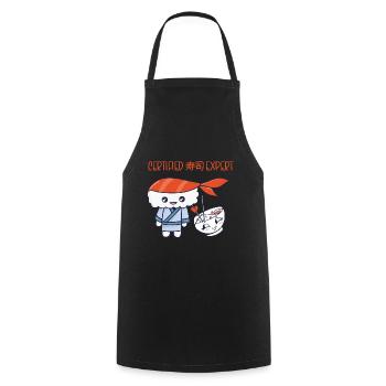 Kawaii Japanese Food Salmon Salmon Sushi Roll - Cooking Apron - black - Front - AI Model Male 185 dark (185cm)
