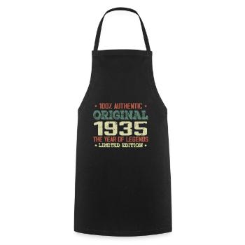 Legend since 1935 Born in 1935 - 89th birthday - Cooking Apron - black - Front - AI Model Male 185 dark (185cm)