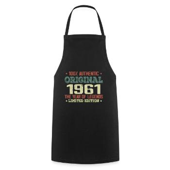 Légende Depuis 1961 Né en 1961 - 63e Anniversaire - Tablier de cuisine - noir - Devant - AI Model Male 185 dark (185cm)