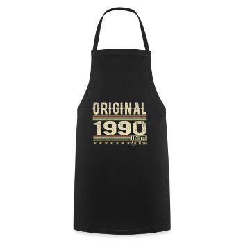Original 1990 - 1990's Retro Birthday Gift - Cooking Apron - black - Front - AI Model Male 185 dark (185cm)