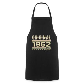 Original 1962 - Cadeau D’anniversaire Rétro 1962 - Tablier de cuisine - noir - Devant - AI Model Male 185 dark (185cm)
