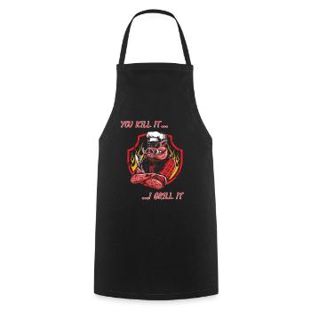 Barbecue - You kill it .... I grill it - Cooking Apron - black - Front - AI Model Male 185 dark (185cm)