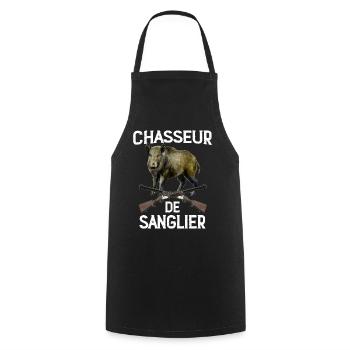 Chasseur De Sanglier Cadeau Chasse - Tablier de cuisine - noir - Devant - AI Model Male 185 dark (185cm)